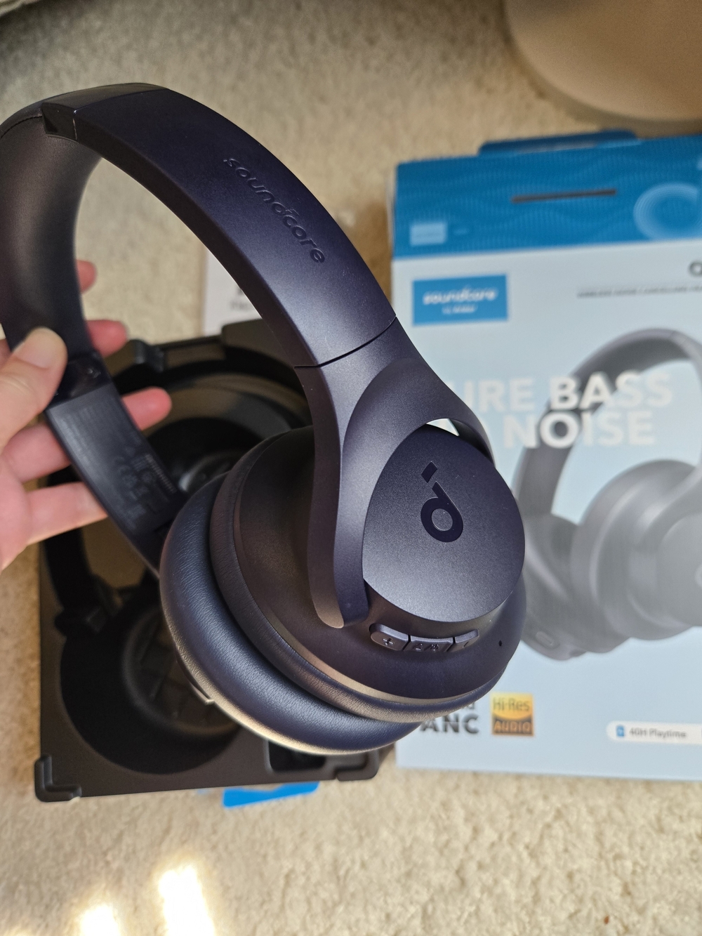 Soundcore Over-Ear Headphones — Navy Blue Wireless ANC